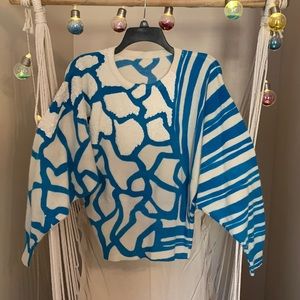 Vintage Sequin Angora Sweater Dolman Sleeve Women's 80s Sweaters Size M